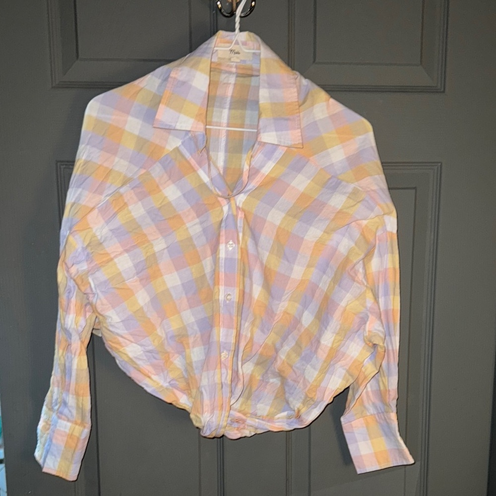 Pastel Plaid Button-Up Shirt